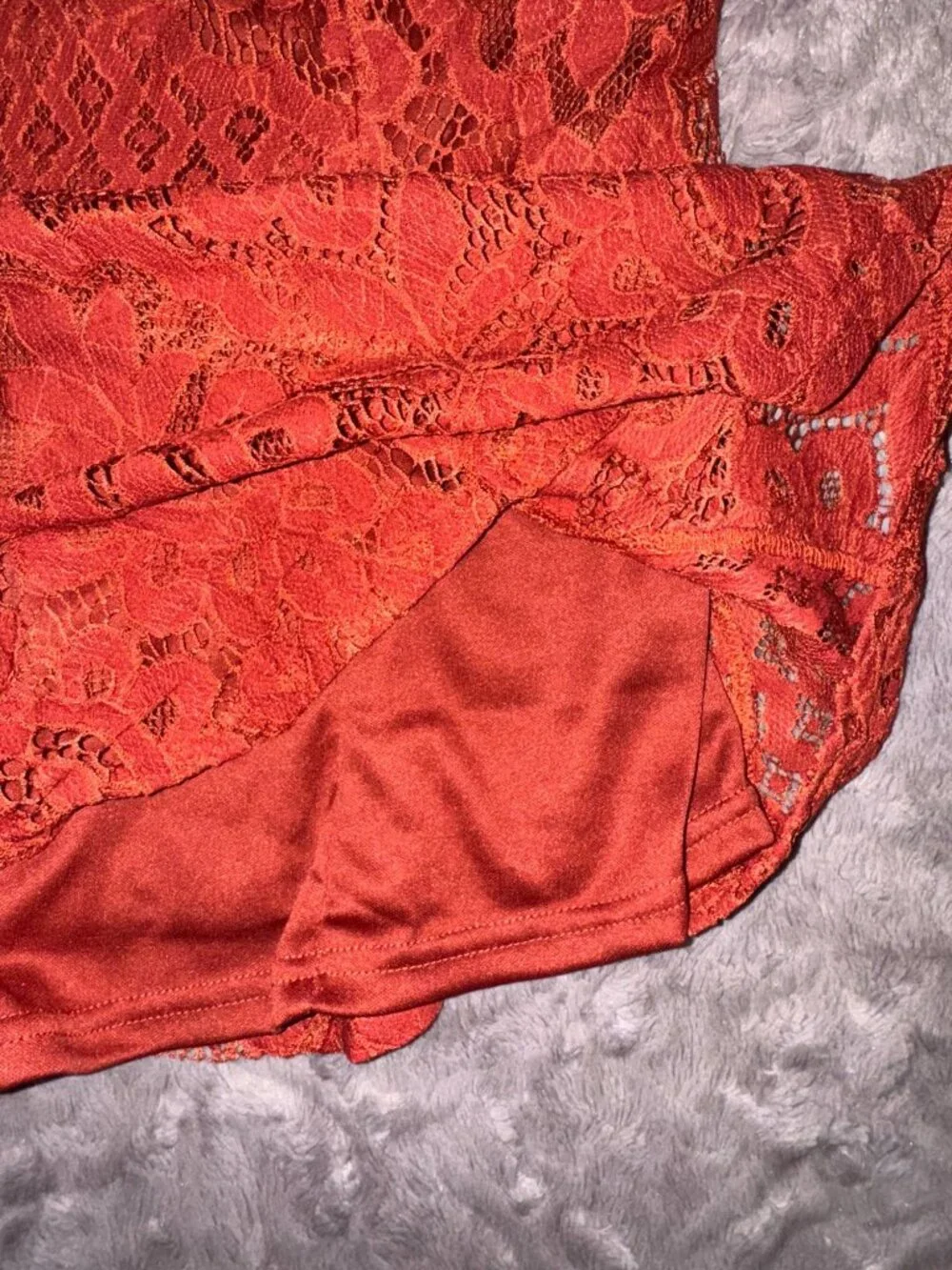 Ultrapink Womens Sleeveless Lace Peplum Top Rust Red Size M - Picture 5 of 9